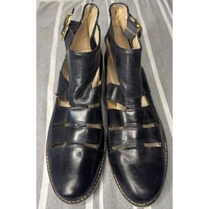 Salamander Black Leather Fisherman Sandals Closed Toe Buckle Women EU 38 US 7.5